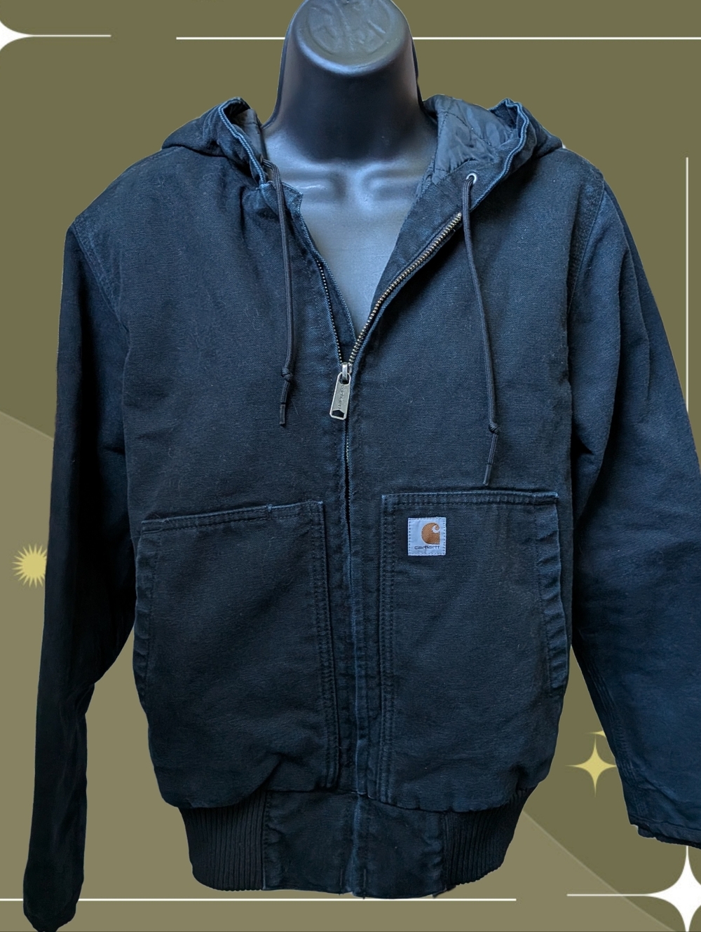 ✨ Women's Carhartt J130 Duck Canvas Jacket In Washed Black Size S